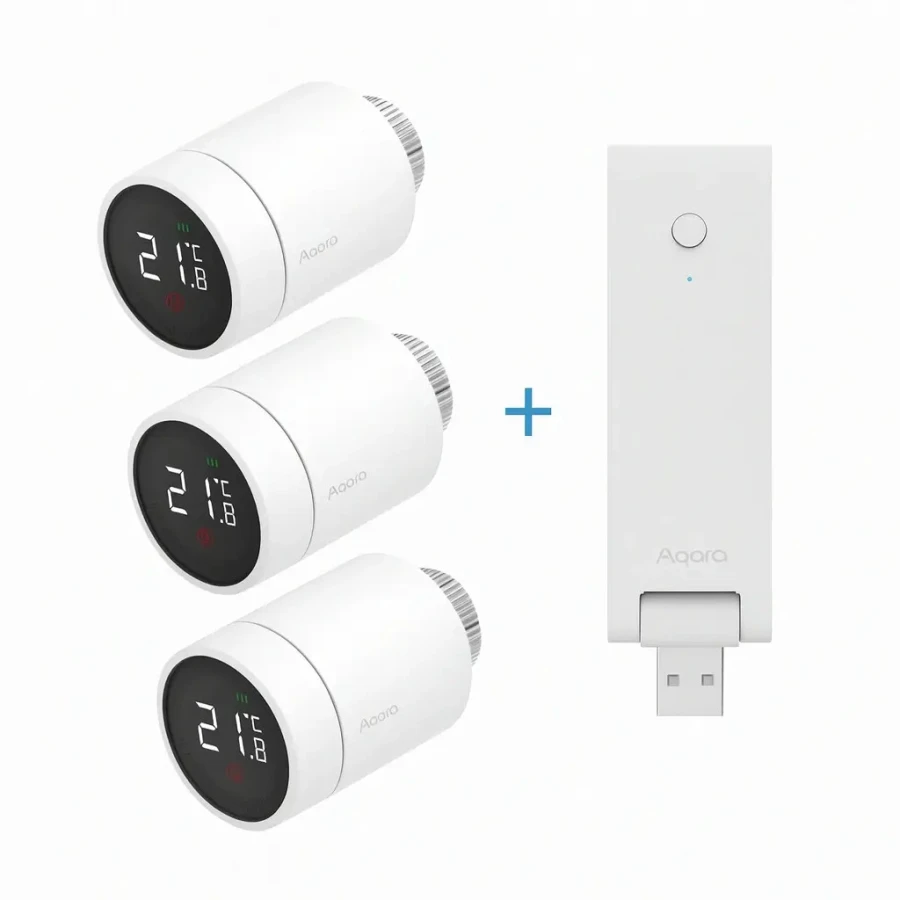 Промо пакет Aqara смарт термостат за радиатор AQARA E1 3 бр. + смарт хъб AQARA Smart Hub M100