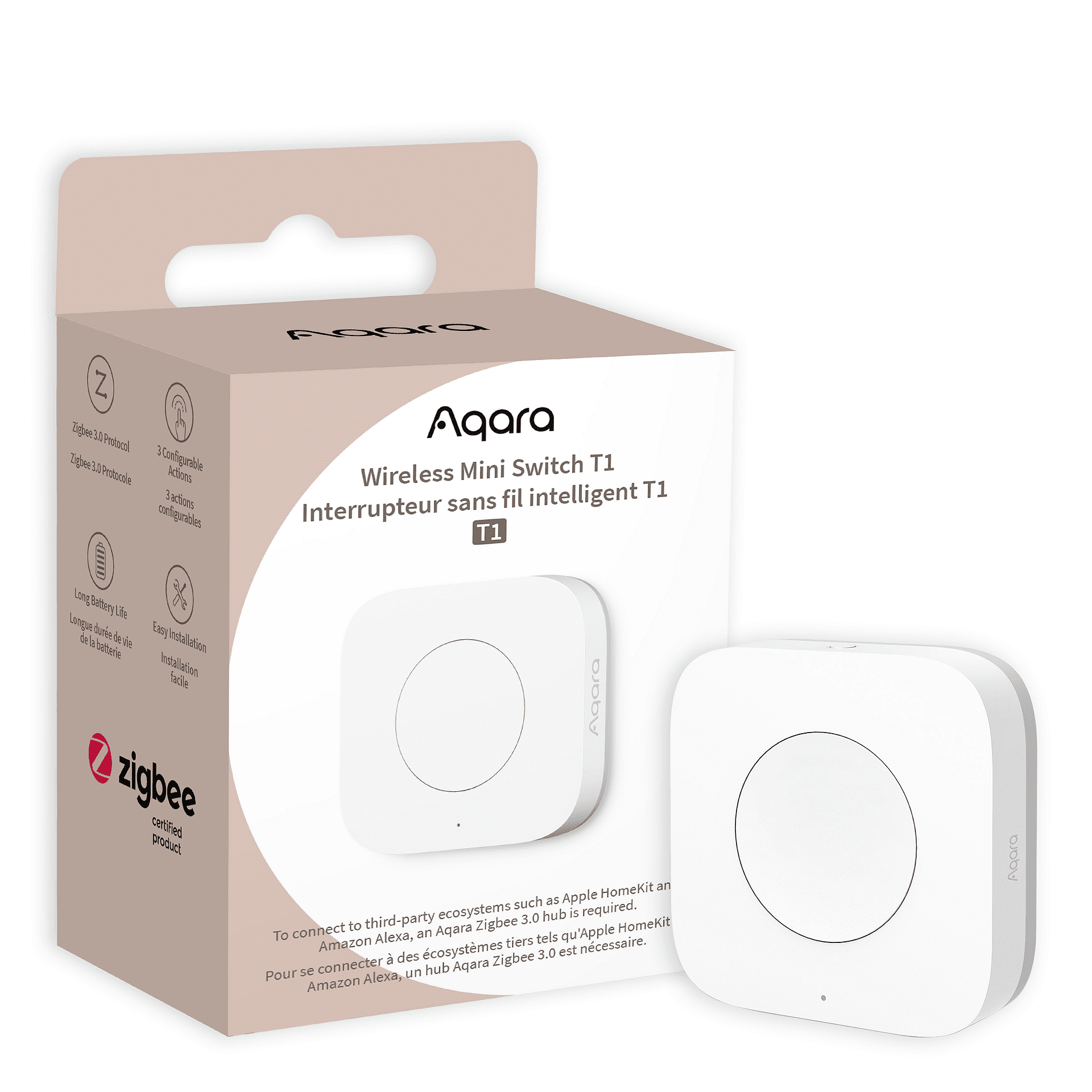 Безжичен мини бутон AQARA WIRELESS MINI SWITCH Т1 ZIGBEE 3.0